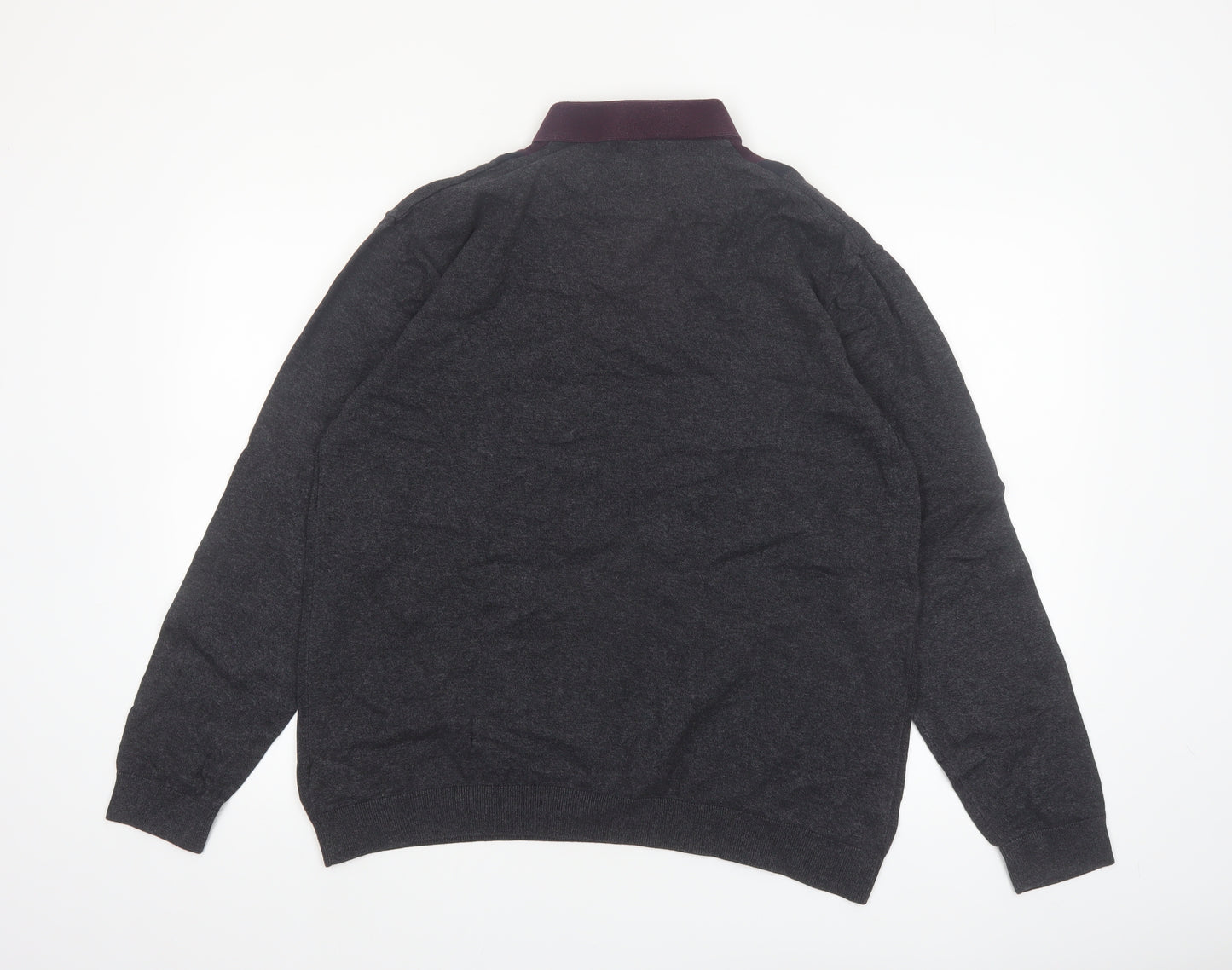 Next Men’s Grey Collared Pullover Jumper XL Cotton Knit