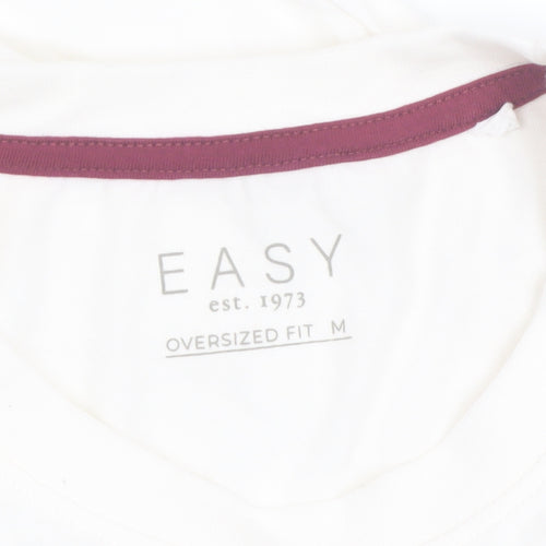 EASY Men White Oversized Graphic T-Shirt M Cotton