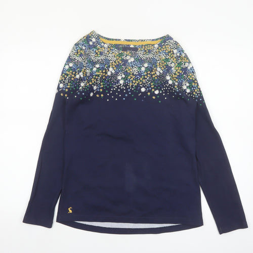 Joules Womens Navy Floral Jersey Long Sleeve Cotton Top UK 8