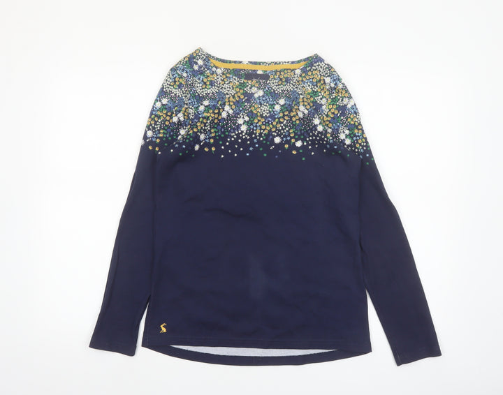 Joules Womens Navy Floral Jersey Long Sleeve Cotton Top UK 8