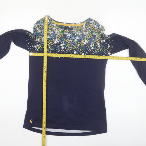 Joules Womens Navy Floral Jersey Long Sleeve Cotton Top UK 8