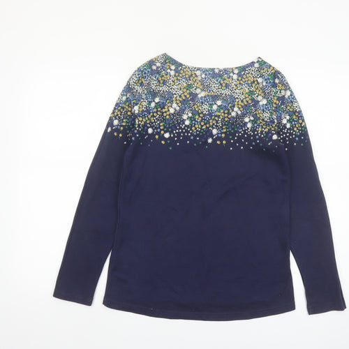 Joules Womens Navy Floral Jersey Long Sleeve Cotton Top UK 8