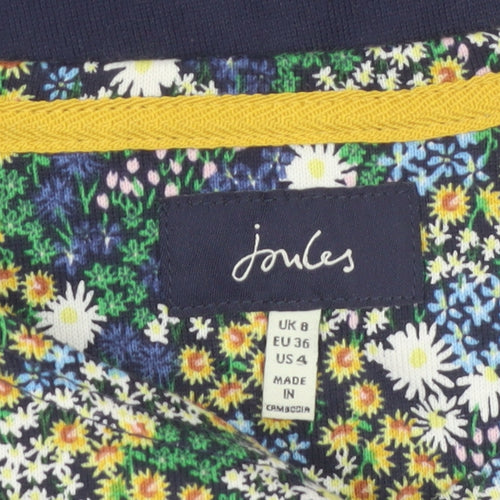 Joules Womens Navy Floral Jersey Long Sleeve Cotton Top UK 8