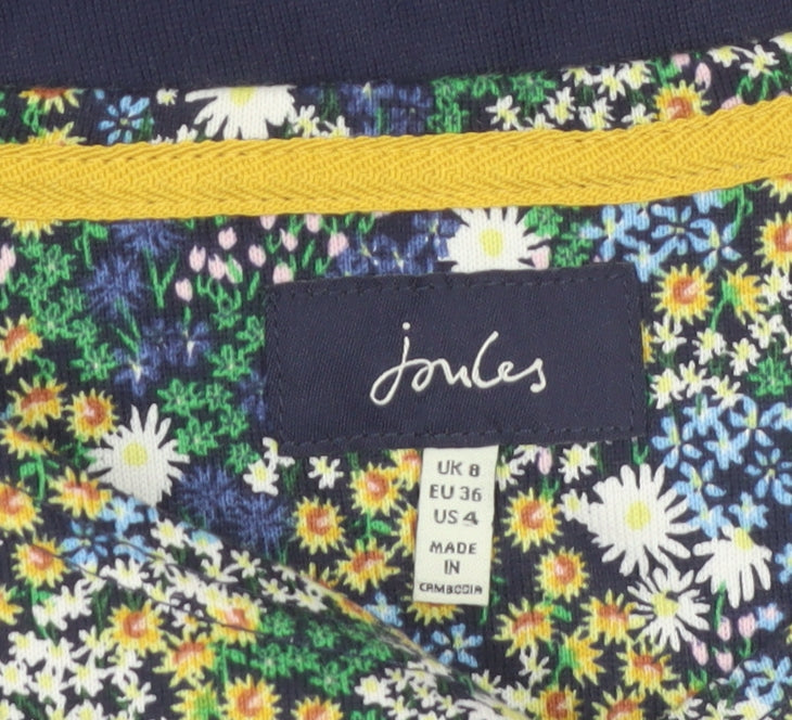 Joules Womens Navy Floral Jersey Long Sleeve Cotton Top UK 8