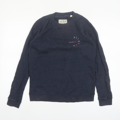 Jack Wills Womens Navy Blue Cotton Crew Neck Pullover Sweatshirt UK 10