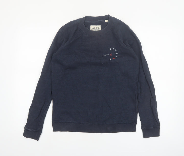 Jack Wills Womens Navy Blue Cotton Crew Neck Pullover Sweatshirt UK 10