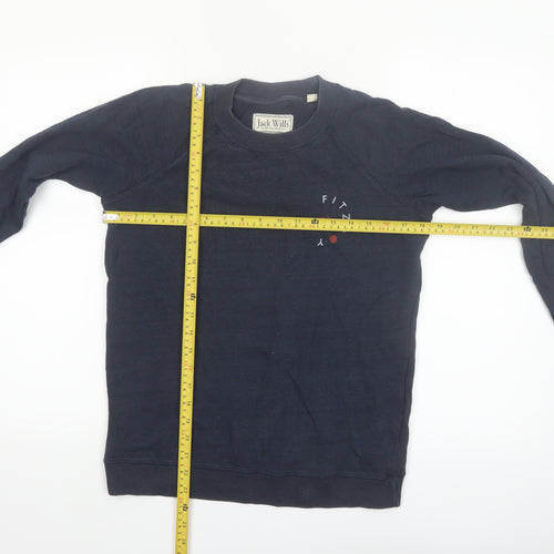 Jack Wills Womens Navy Blue Cotton Crew Neck Pullover Sweatshirt UK 10