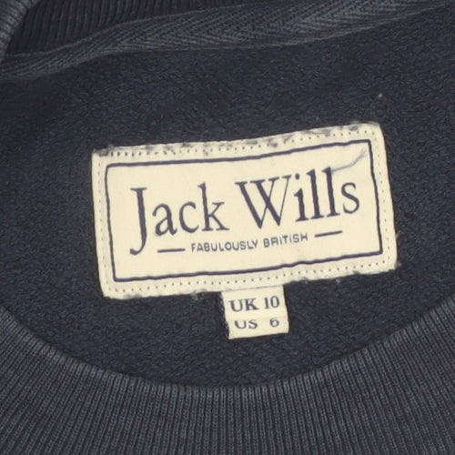 Jack Wills Womens Navy Blue Cotton Crew Neck Pullover Sweatshirt UK 10