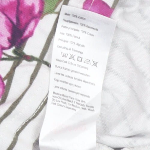Joules Women’s White Floral Striped Long Sleeve Cotton T-Shirt Size 8
