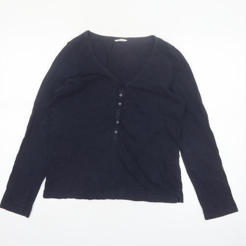 Hush Womens Blue Long Sleeve V-Neck Button-Up Top XS
