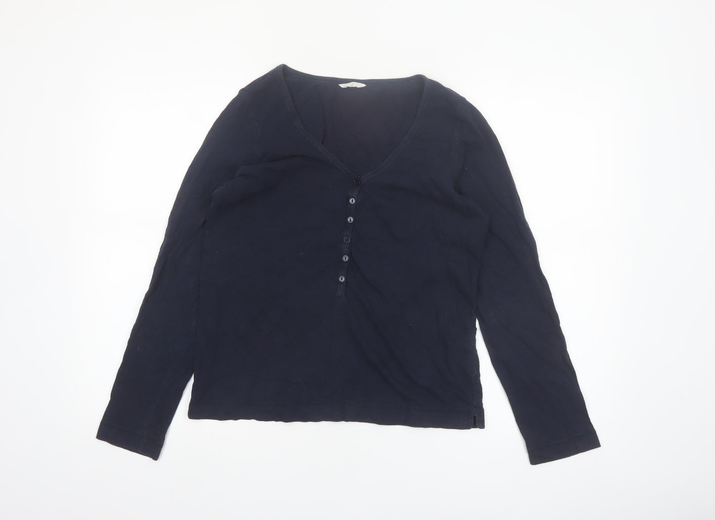 Hush Womens Blue Long Sleeve V-Neck Button-Up Top XS