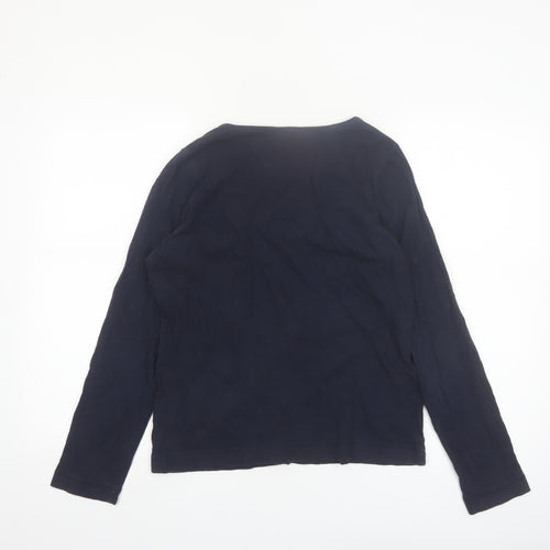 Hush Womens Blue Long Sleeve V-Neck Button-Up Top XS