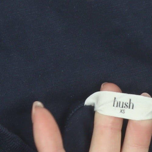 Hush Womens Blue Long Sleeve V-Neck Button-Up Top XS
