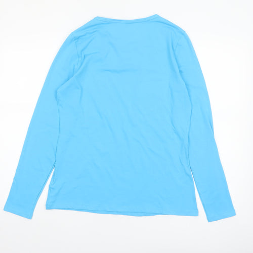 Lands' End Women's Blue Long Sleeve Cotton Blend Jersey T-Shirt M