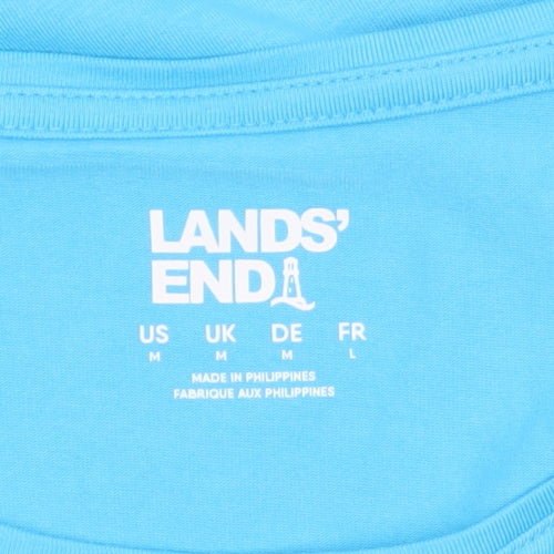 Lands' End Women's Blue Long Sleeve Cotton Blend Jersey T-Shirt M