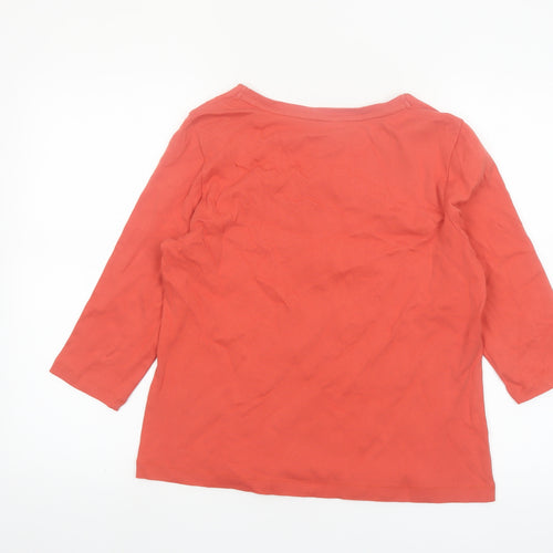 Marks and Spencer Women's Orange Embroidered Cotton 3/4 Sleeve Blouse Size 14