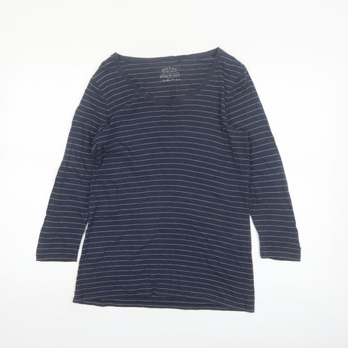 FatFace Womens Blue Striped 3/4 Sleeve Scoop Neck T-Shirt Size 12