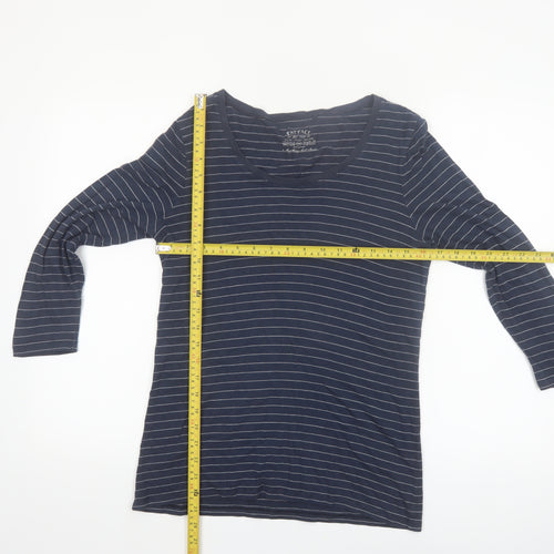 FatFace Womens Blue Striped 3/4 Sleeve Scoop Neck T-Shirt Size 12