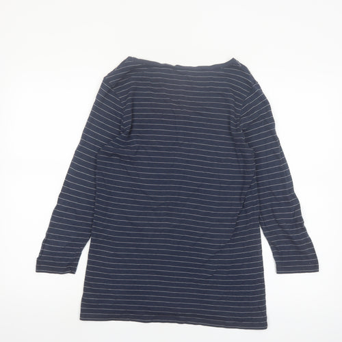 FatFace Womens Blue Striped 3/4 Sleeve Scoop Neck T-Shirt Size 12
