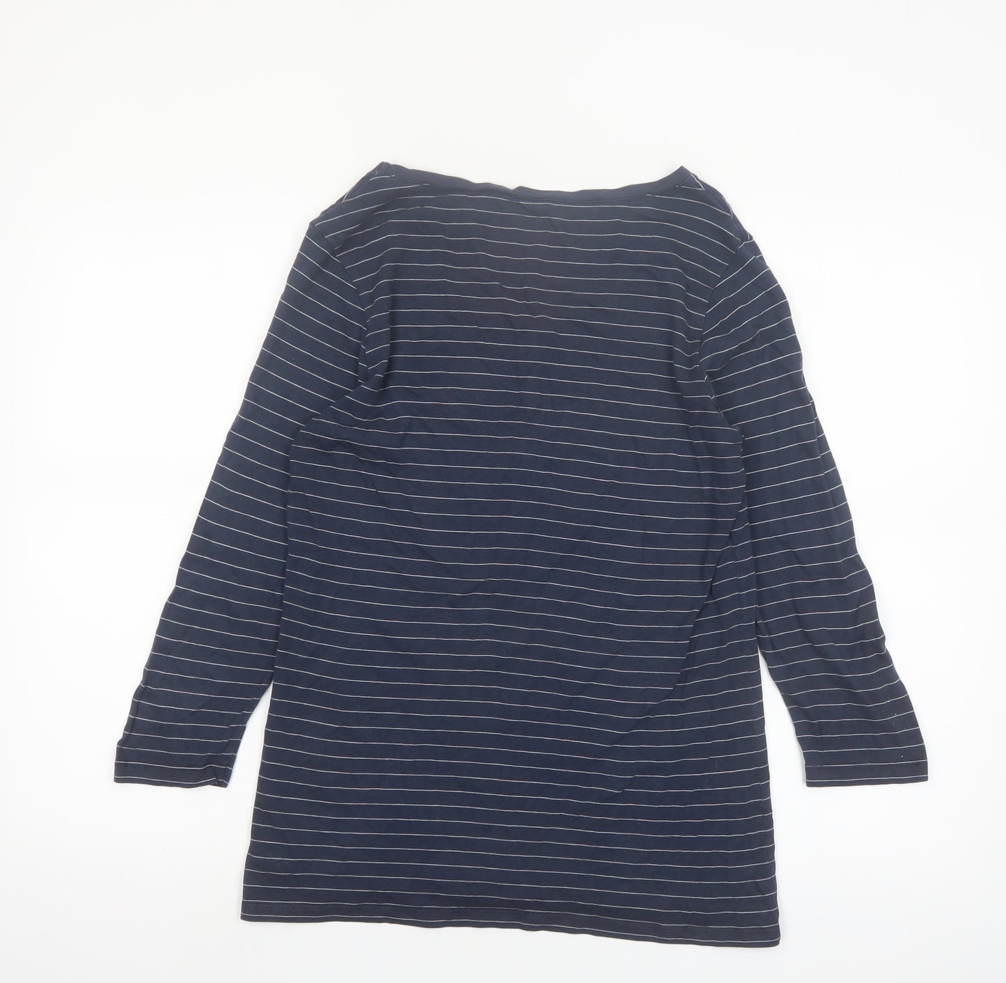 FatFace Womens Blue Striped 3/4 Sleeve Scoop Neck T-Shirt Size 12