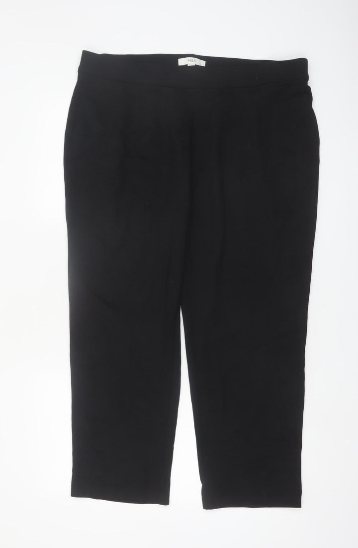Marks and Spencer Women Black Size 20 Short Viscose Trousers