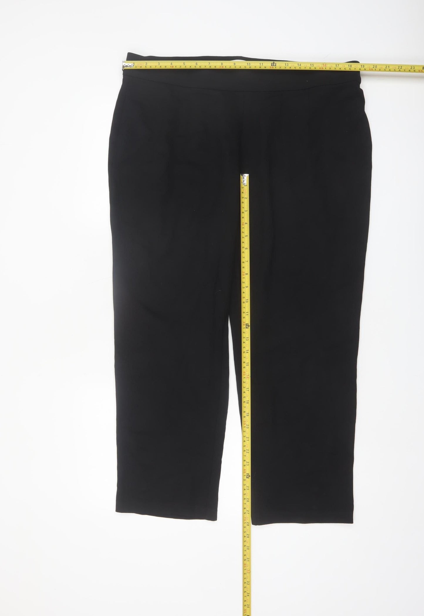 Marks and Spencer Women Black Size 20 Short Viscose Trousers