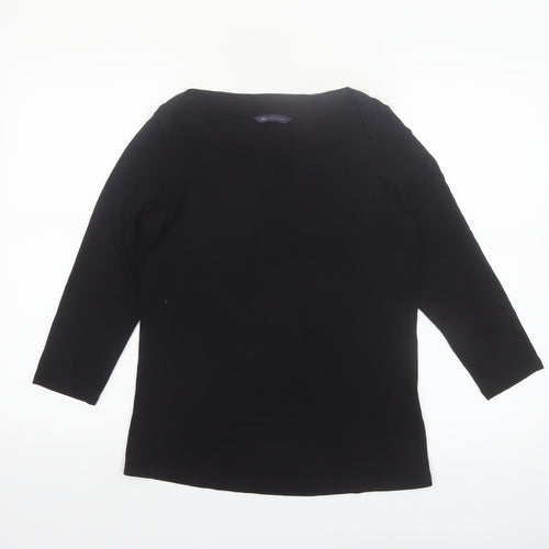Marks and Spencer Womens Black 3/4 Sleeve Boat Neck Jersey Top Size 10