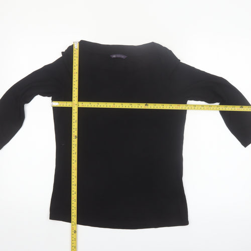 Marks and Spencer Womens Black 3/4 Sleeve Boat Neck Jersey Top Size 10