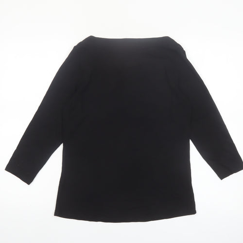 Marks and Spencer Womens Black 3/4 Sleeve Boat Neck Jersey Top Size 10