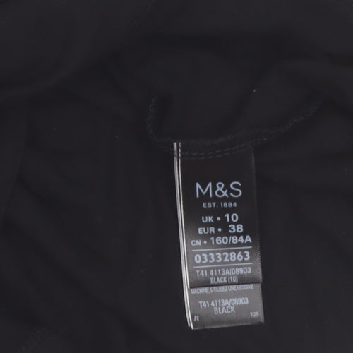 Marks and Spencer Womens Black 3/4 Sleeve Boat Neck Jersey Top Size 10