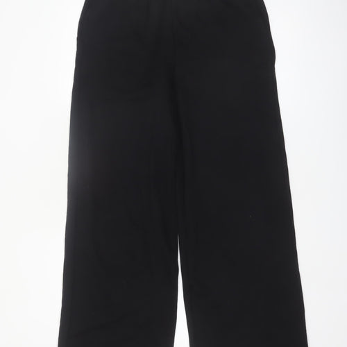 Marks and Spencer Women's Black Size 10 Tall Wide-Leg Cotton Blend Sweatpants