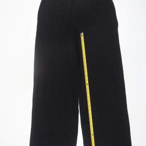 Marks and Spencer Women's Black Size 10 Tall Wide-Leg Cotton Blend Sweatpants