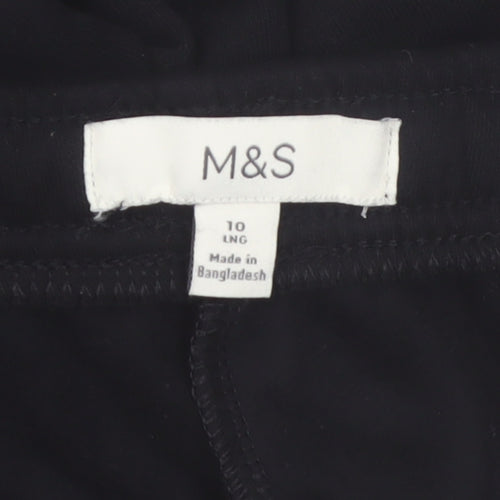 Marks and Spencer Women's Black Size 10 Tall Wide-Leg Cotton Blend Sweatpants