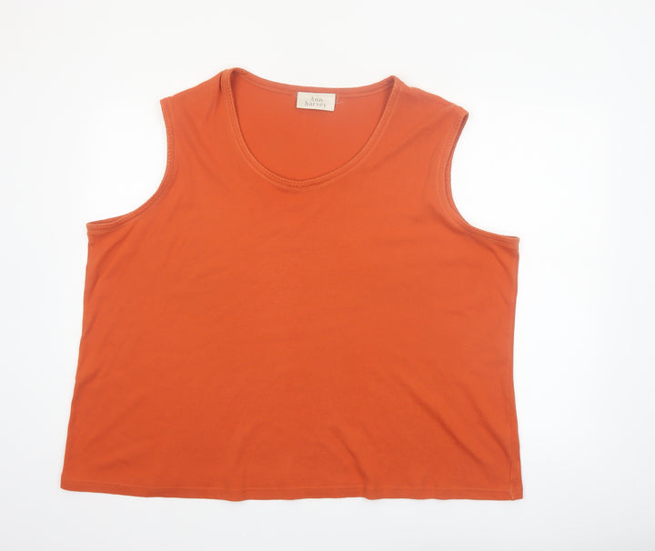 Ann Harvey Womens Orange Cotton Blend Tank Top Size 28 Plus