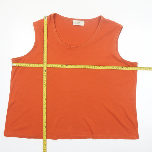 Ann Harvey Womens Orange Cotton Blend Tank Top Size 28 Plus