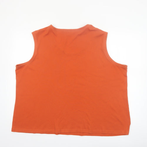 Ann Harvey Womens Orange Cotton Blend Tank Top Size 28 Plus