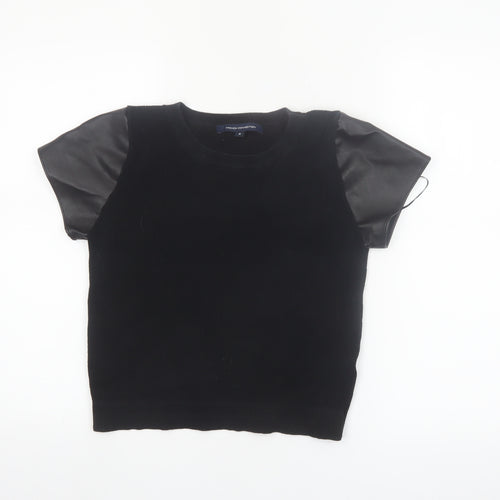 French Connection Women's Black Short Sleeve Cotton Blend Top M