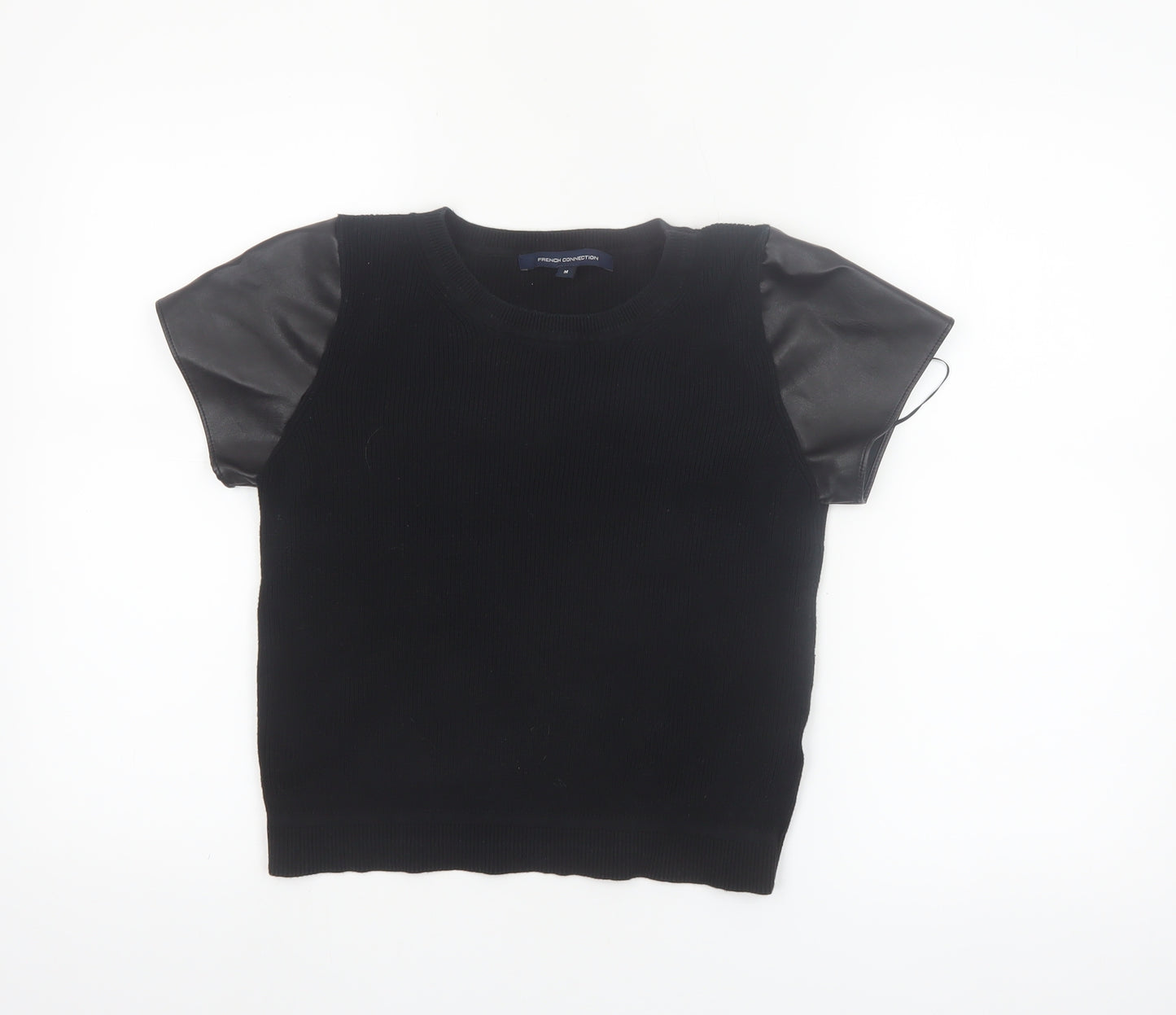 French Connection Women's Black Short Sleeve Cotton Blend Top M
