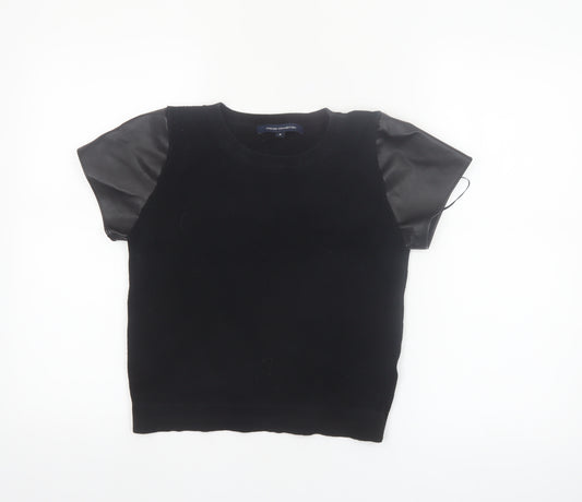 French Connection Women's Black Short Sleeve Cotton Blend Top M