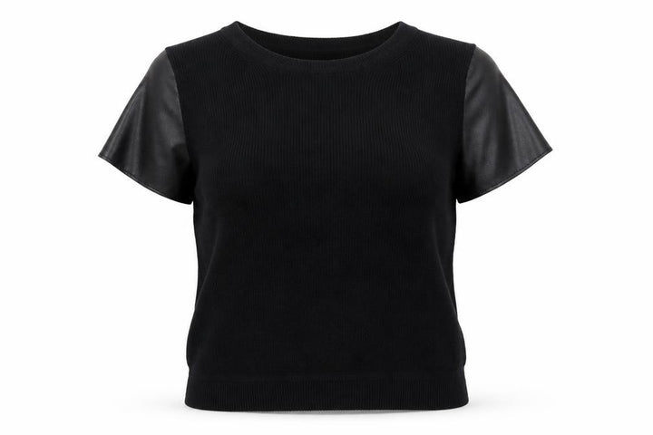 French Connection Women's Black Short Sleeve Cotton Blend Top M