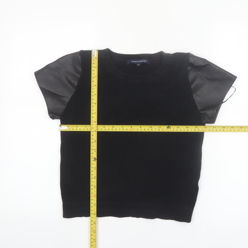 French Connection Women's Black Short Sleeve Cotton Blend Top M