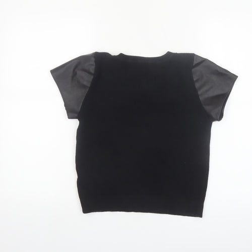 French Connection Women's Black Short Sleeve Cotton Blend Top M
