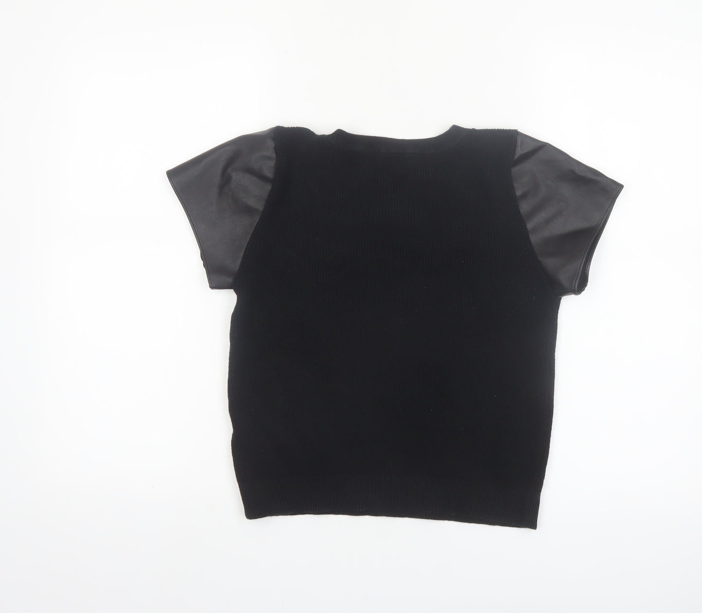French Connection Women's Black Short Sleeve Cotton Blend Top M