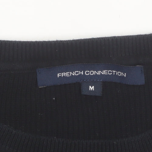 French Connection Women's Black Short Sleeve Cotton Blend Top M