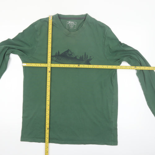 Mountain Warehouse Men’s Green Long Sleeve Organic Cotton Graphic Top Size M