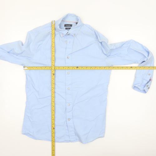 Calvin Klein Men's Blue Slim Fit Button-Down Shirt Size S