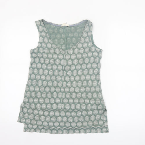 White Stuff Women's Green Linen V-Neck Sleeveless Tank Top UK 8