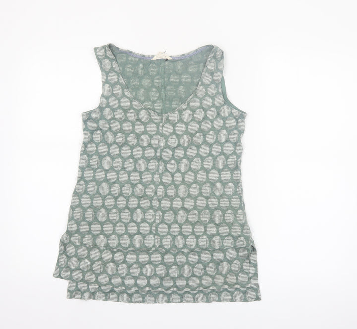 White Stuff Women's Green Linen V-Neck Sleeveless Tank Top UK 8