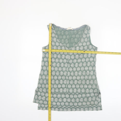 White Stuff Women's Green Linen V-Neck Sleeveless Tank Top UK 8
