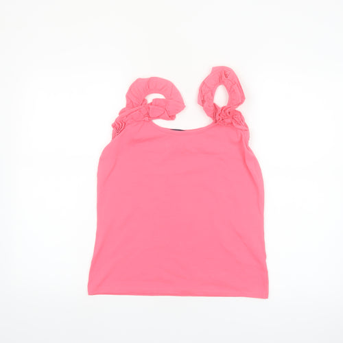 French Connection Women Pink Sleeveless Ruffle Strap Tank Top XL